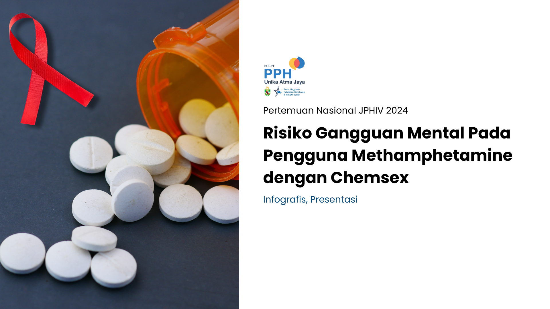 Risiko Gangguan Mental Pada Pengguna Methamphetamine (PWUM) dengan Chemsex di Semua Populasi Kunci dan Kelompok Umum. Presentasi untuk Pertemuan Nasional JPHIV 2024. Studi ini bekerja sama dengan Yayasan Sadar Hati, Malang dan KIOS Atma Jaya, Jakarta